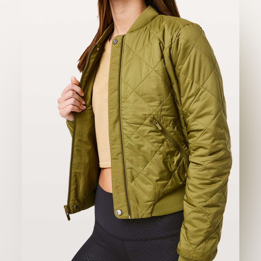 Lululemon Warm Two Ways Quilted Reversible Bomber Jacket Mossy 4